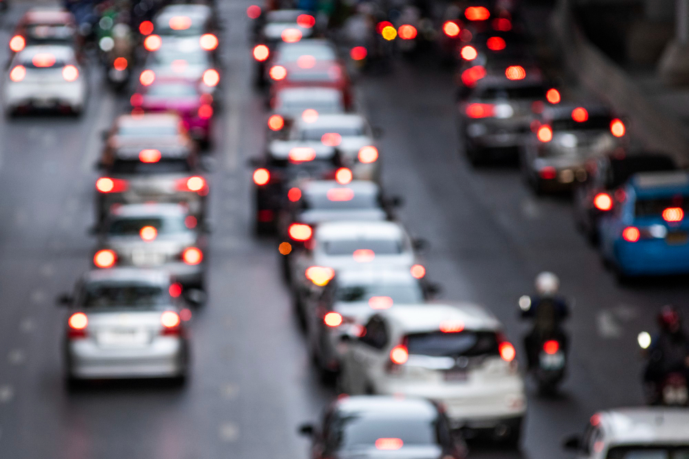 busy crowded traffic jam on the road