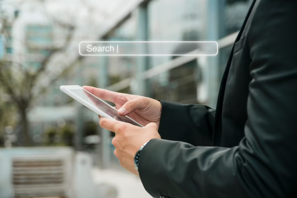 man searching in his phone